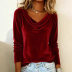 Women's Chic Amber Drape Blouse Red
