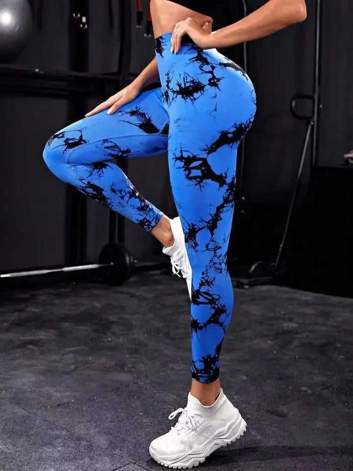 Women's High Waist Seamless Yoga Pants, Push-Up Sports Leggings Sapphire blue