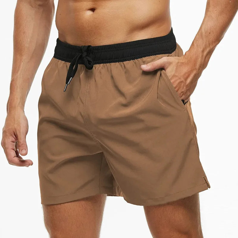 Men's Quick Dry Swim Trunks With Zipper Pockets Premium BlackKhaki