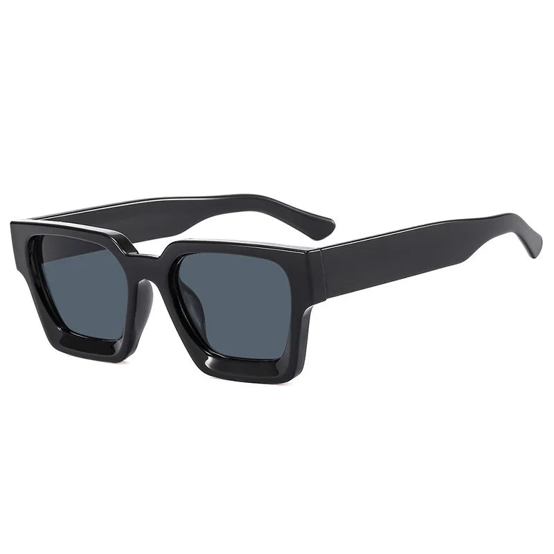Retro Square Unisex UV400 Sunglasses Black Gray As Picture