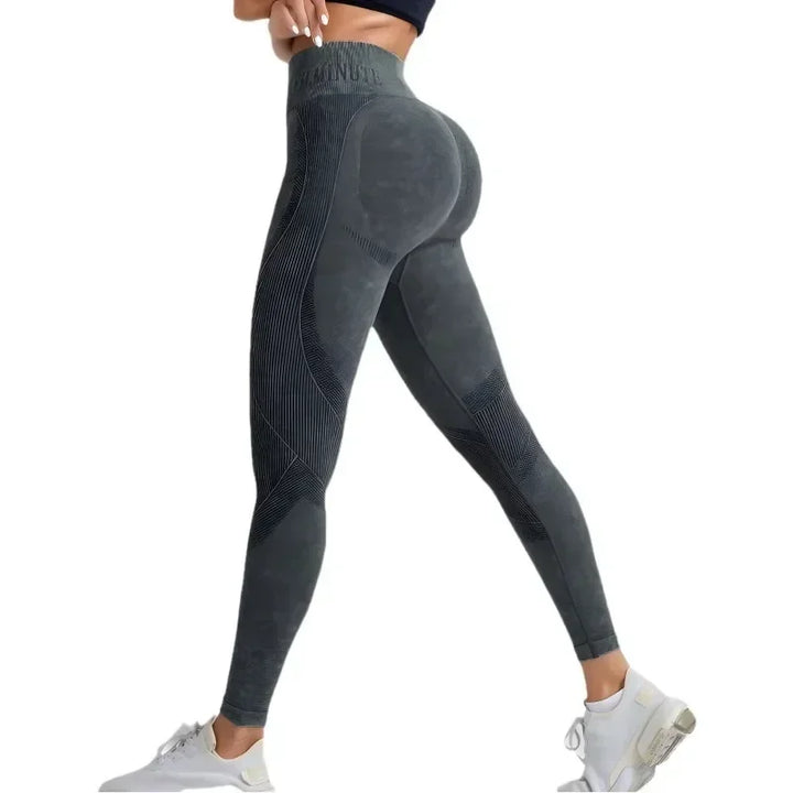 Women's High-Waisted Seamless Yoga Pants with Cool Lettering