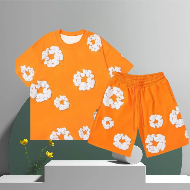 Men's Denim Tears Cotton Flower 3D Printed Shorts Set-MODAUTLET