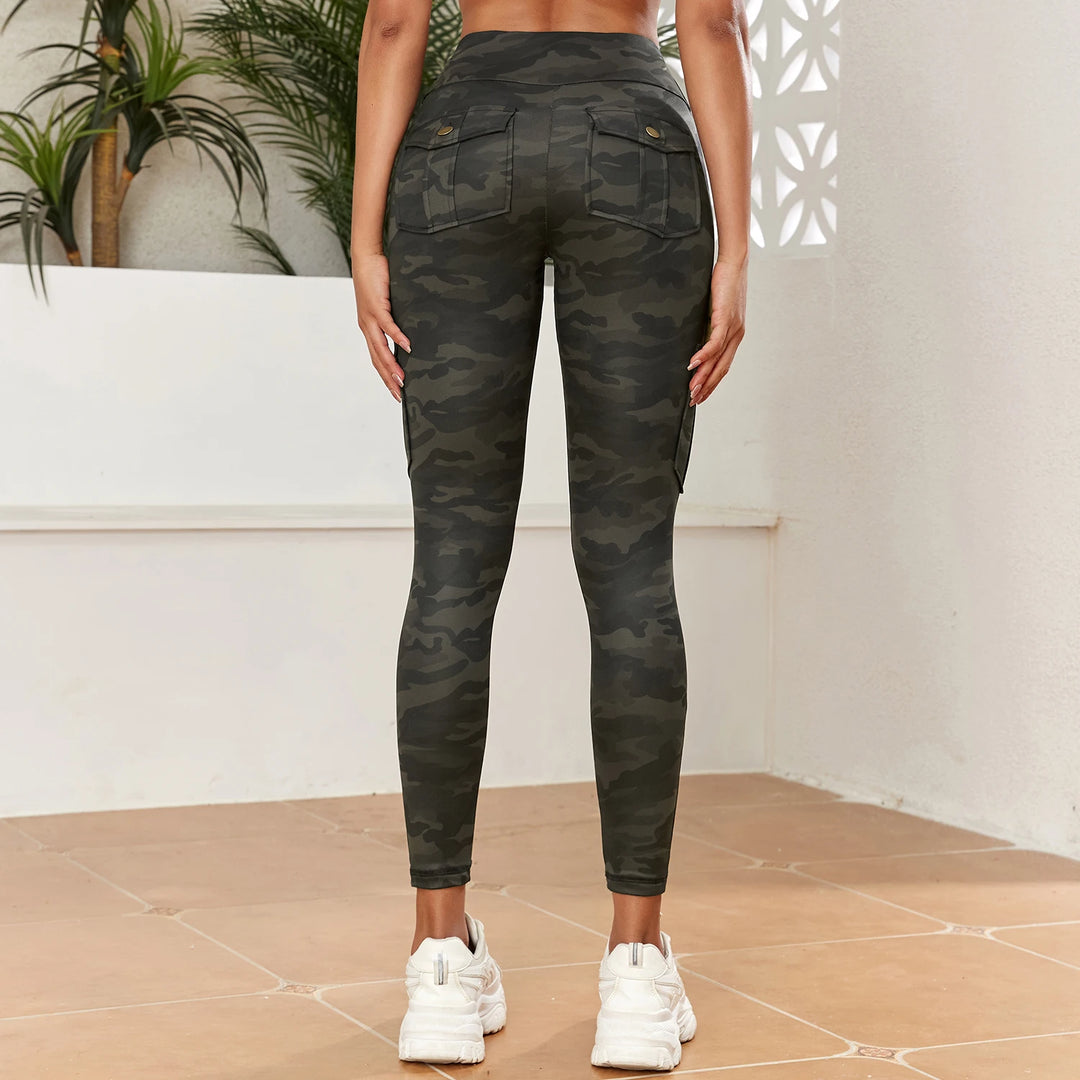 Women's Digital Print Camouflage Yoga Pants with Pocket for Gym Fitness