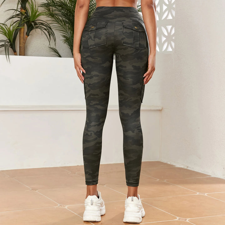 Women's Digital Print Camouflage Yoga Pants with Pocket for Gym Fitness