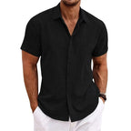 Men's Summer Linen Shirt Breathable for Warm Weather Black