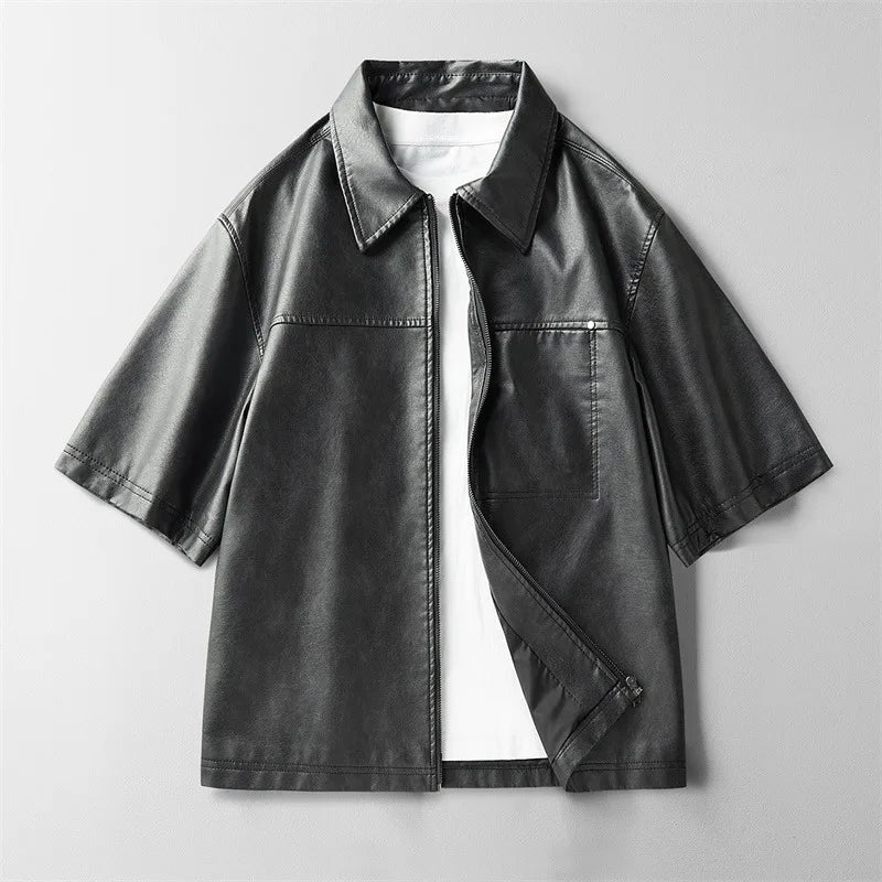Men's Leather Overshirt-MODAUTLET