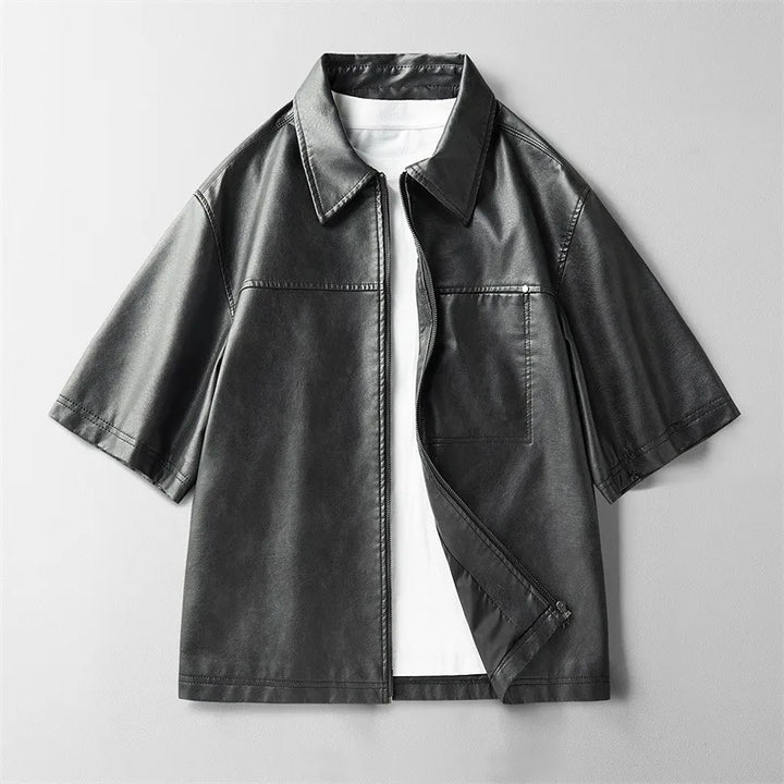Men's Leather Overshirt-MODAUTLET