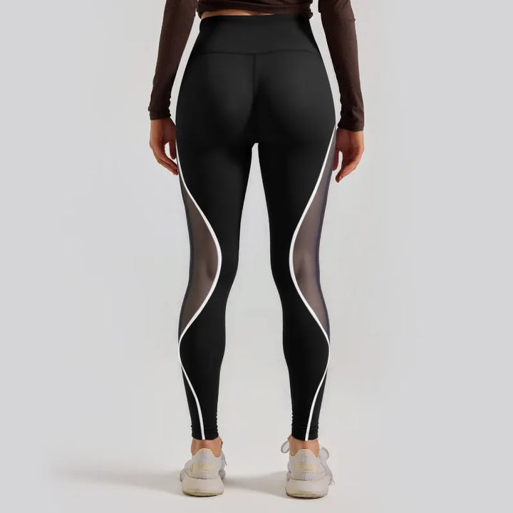 Women's High-Waist Color-Block Mesh Yoga Pants for Workouts