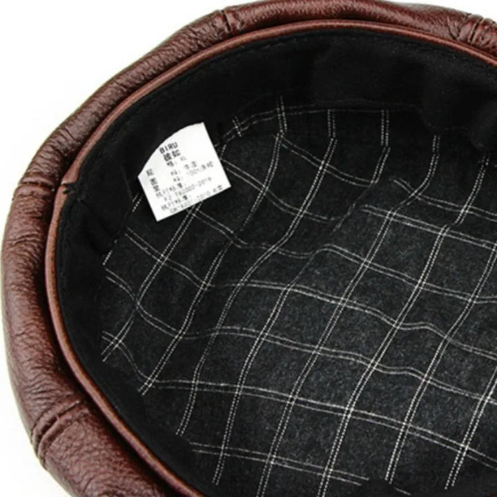 XXL Oversized Cowhide Leather Octagonal Newsboy Hat - 62 cm-MODAUTLET