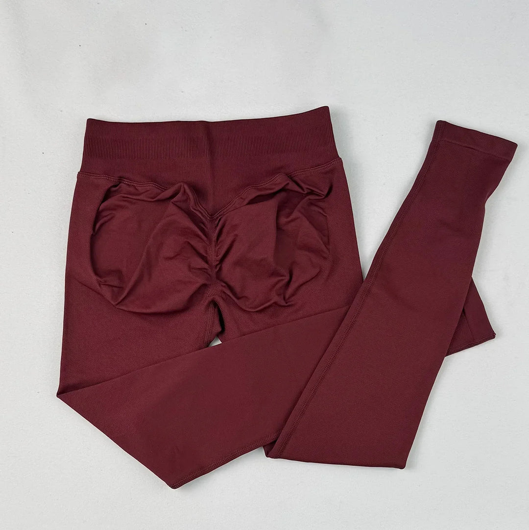 Women's Push-Up Low-Rise Seamless Yoga Leggings for Fitness Brown
