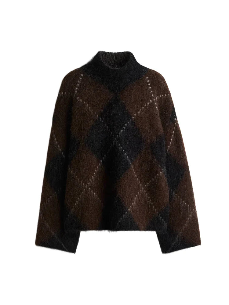 Women’s Argyle Knit Skirt Set-MODAUTLET