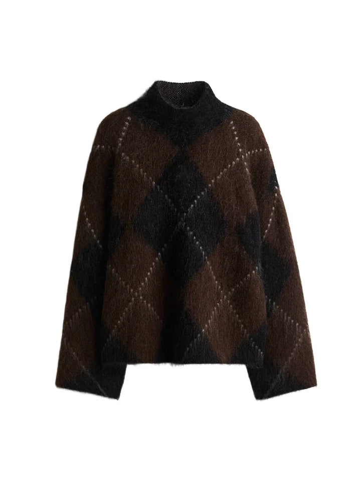 Women’s Argyle Knit Skirt Set-MODAUTLET