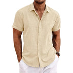 Men's Summer Linen Shirt Breathable for Warm Weather Khaki