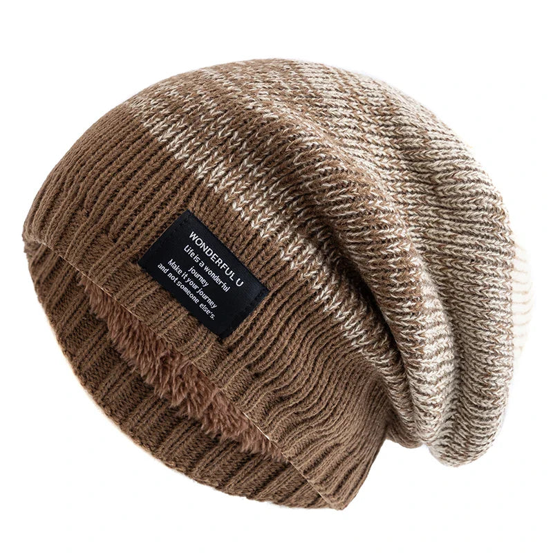 Cozy Fur-Lined Slouchy Beanie for Women Khaki Beige 55cm-60cm