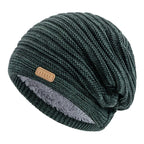 Unisex Striped Slouchy Winter Hat Army Green 56cm-60cm