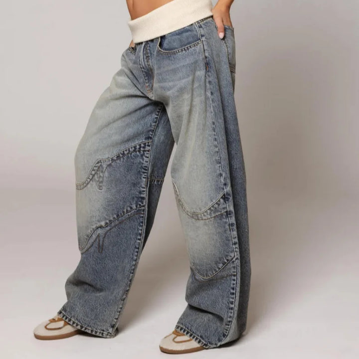 Baggyjeans för dam med låg midja och vida ben