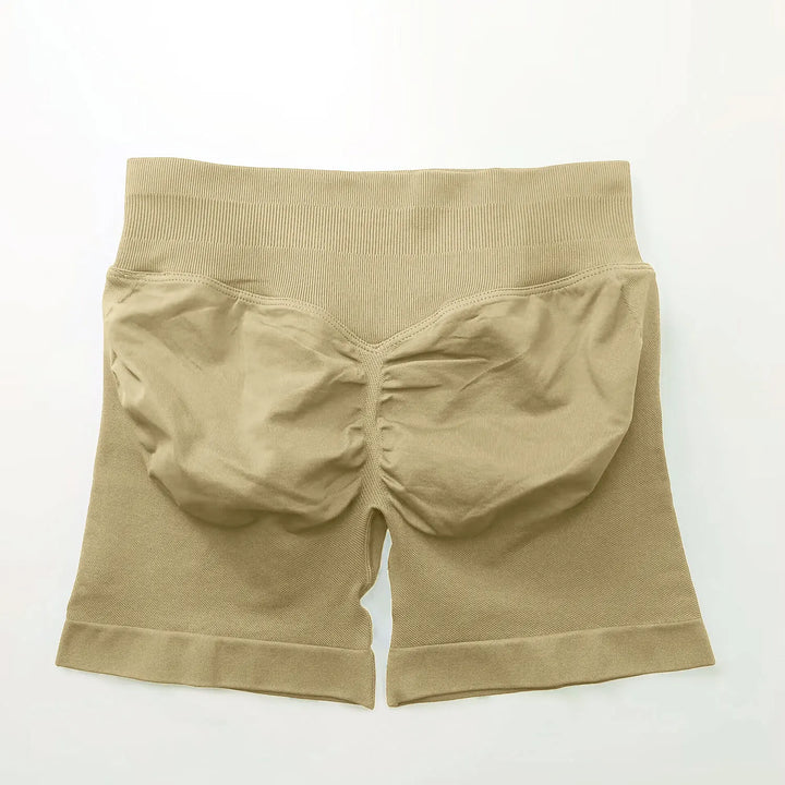 Women's Fitness Biker Shorts with Low Ribbed Band for Gym Workouts