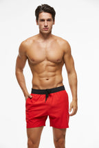 Men's Quick Dry Swim Trunks With Zipper Pockets Premium Red