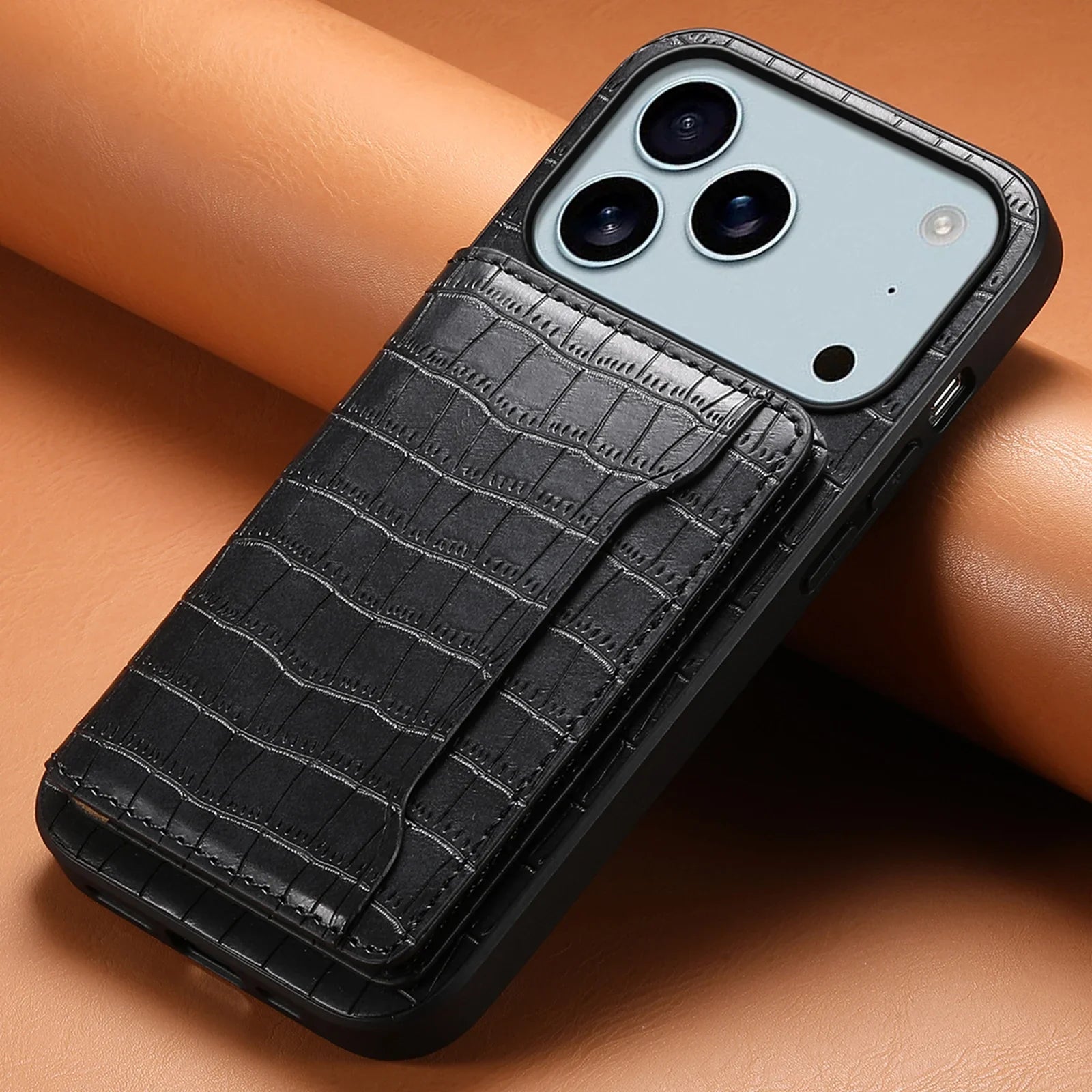 Premium Leather iPhone Case Black