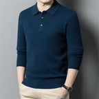 Men's Classic Polo Sweater - Stylish Knit Top for Casual Wear Blue