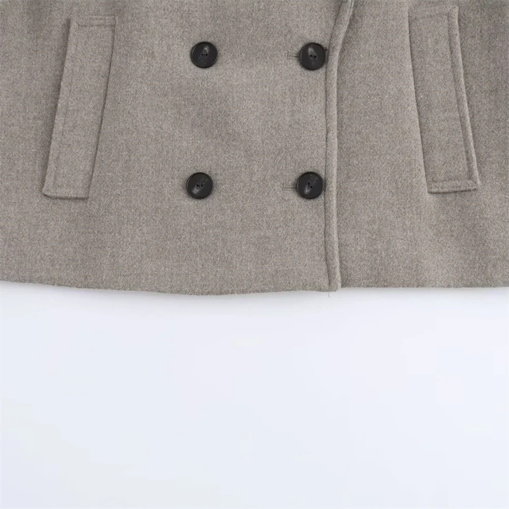 Double-Breasted Wool-Collar Women's Coat – Stylish Autumn Essential