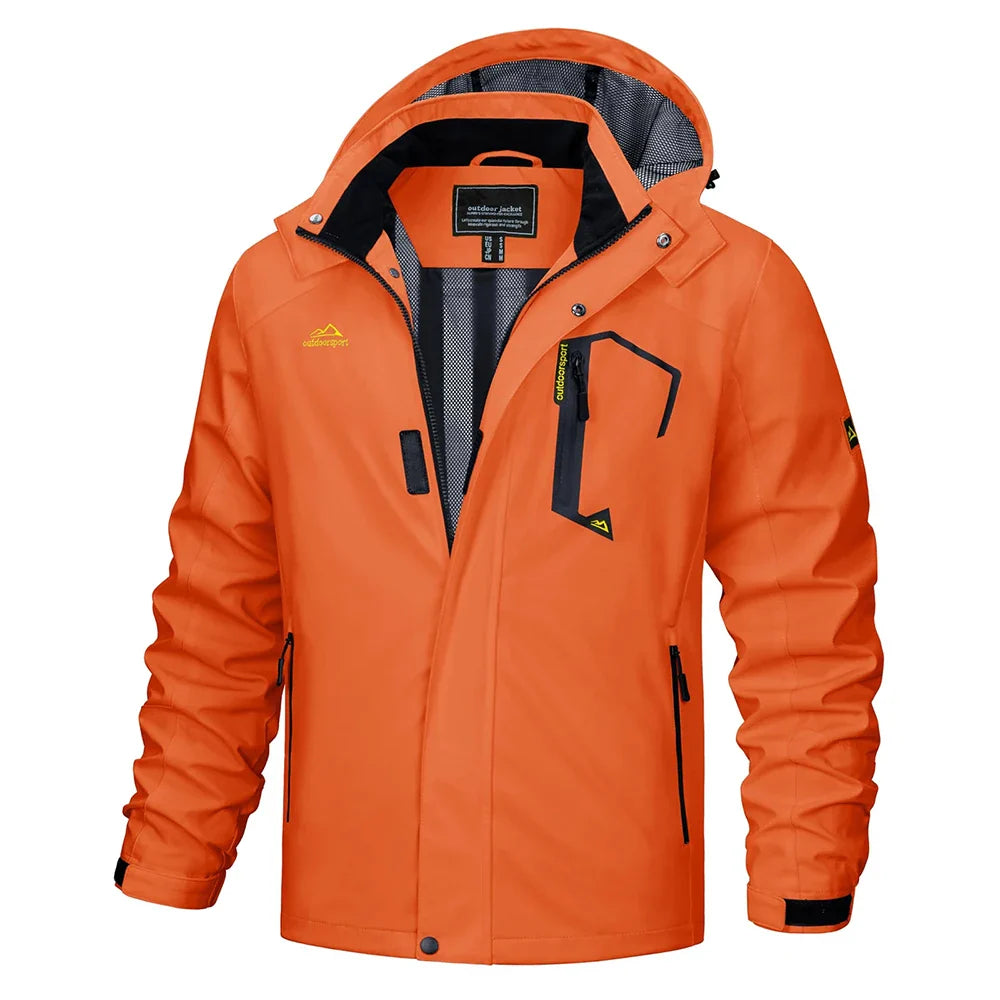 Lightweight Waterproof Windbreaker Jacket for Men with Mesh Lining Orange-2