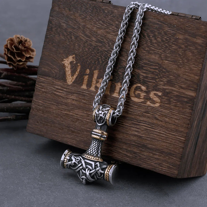 Mjolnir Steel Pendant Necklace-MODAUTLET