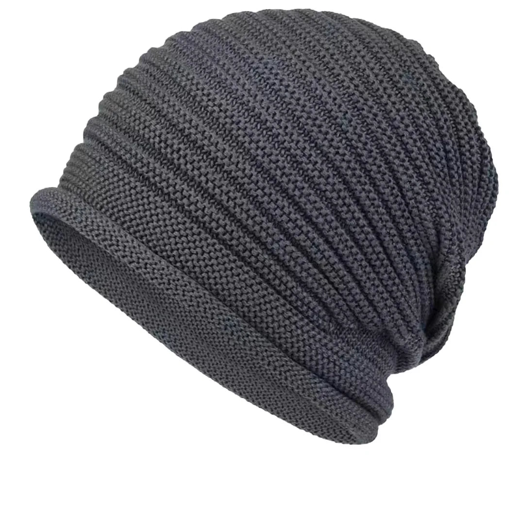 Unisex Autumn Winter Knitted Wool Roll-Brim Beanie-MODAUTLET
