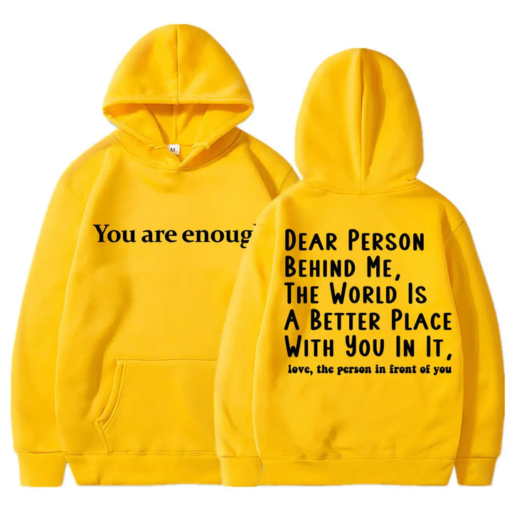You Are Enough Hoodie for Men and Women - Mental Health Casual Pullover YELLOW