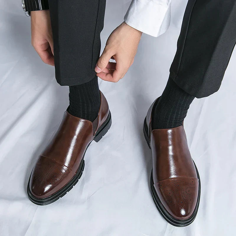 Men's Classic Genuine Leather Slip-On Shoes-MODAUTLET