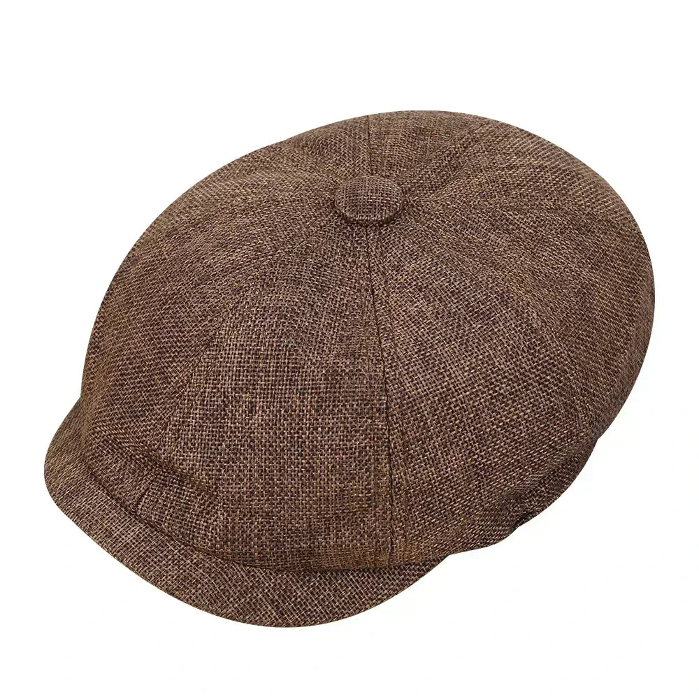 Heritage Style Vintage Tweed Flat Cap – Unisex Peaky Blinders Inspired Brown One Size