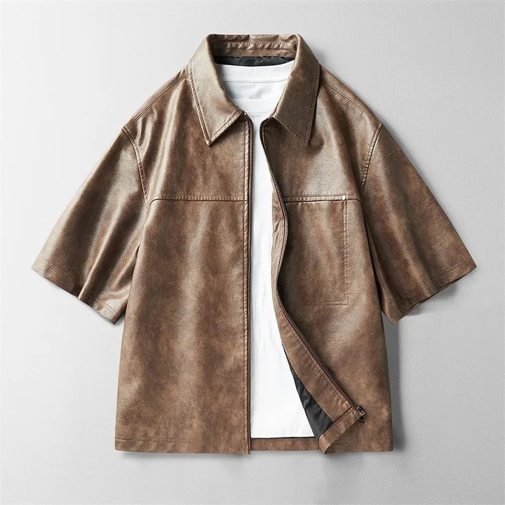 Men's Leather Overshirt-MODAUTLET