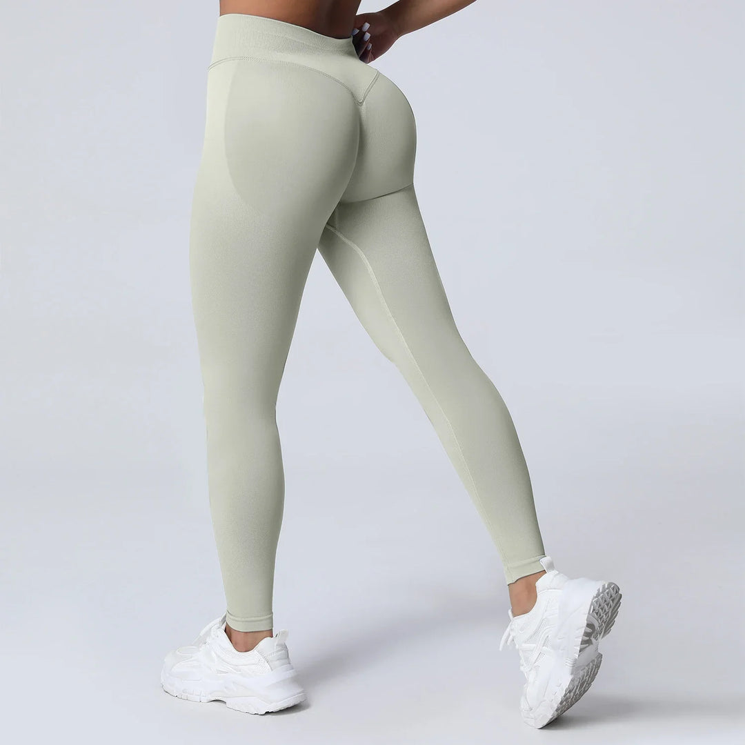 Women's Push-Up Low-Rise Seamless Yoga Leggings for Fitness Feather Beige