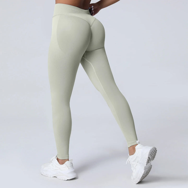 Women's Push-Up Low-Rise Seamless Yoga Leggings for Fitness Feather Beige