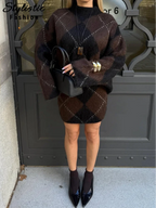 Women’s Argyle Knit Skirt Set