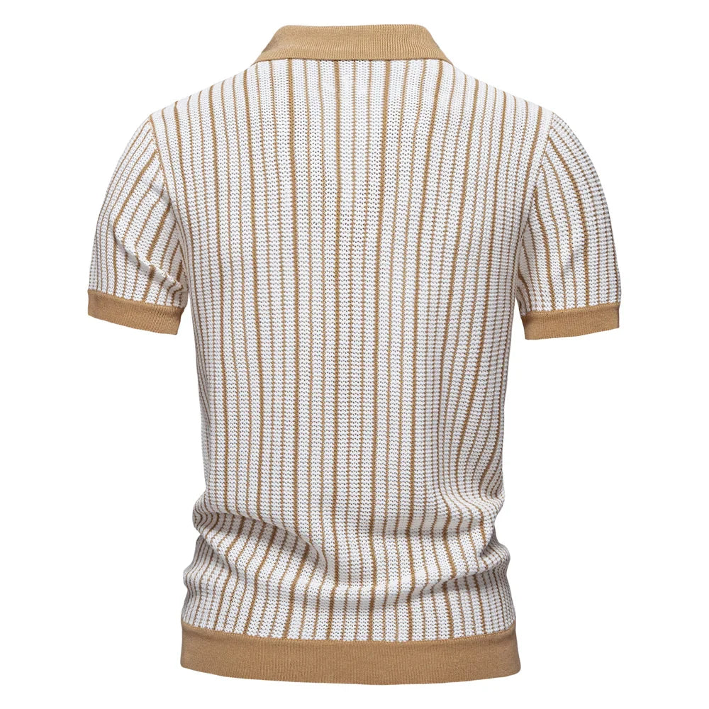 Men's Textured Knit Polo - Monaco Style-MODAUTLET