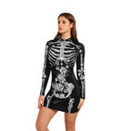 Women's Skeleton Print Dress Black
