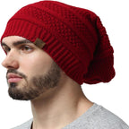 Cozy Knitted Beanie with Fur Lining Maroon