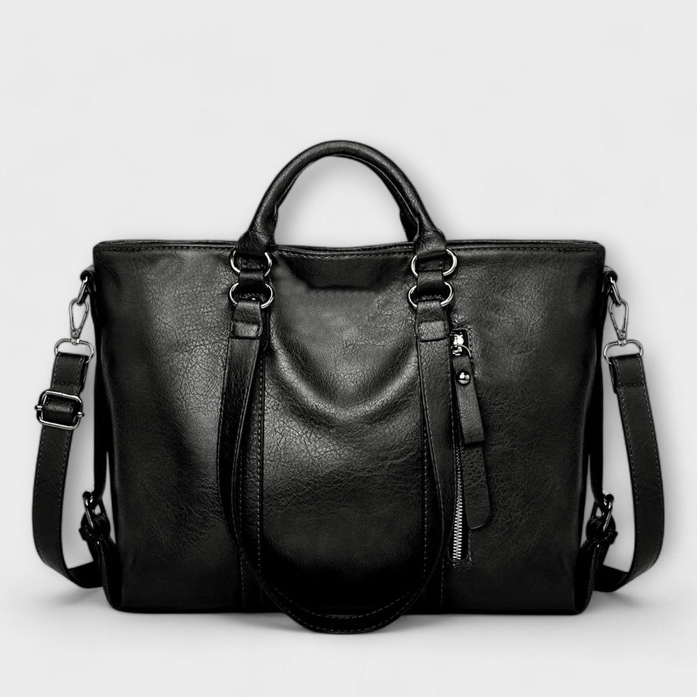 Olívia | Women's Large Leather Handbag Black 39cm x 12cm x 27cm
