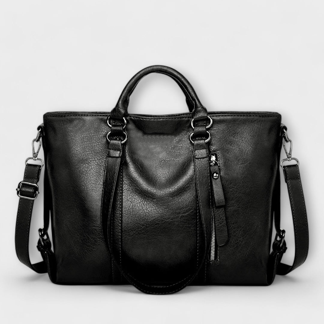 Olívia | Women's Large Leather Handbag Black 39cm x 12cm x 27cm