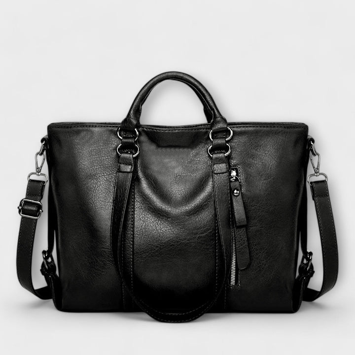 Olívia | Women's Large Leather Handbag Black 39cm x 12cm x 27cm