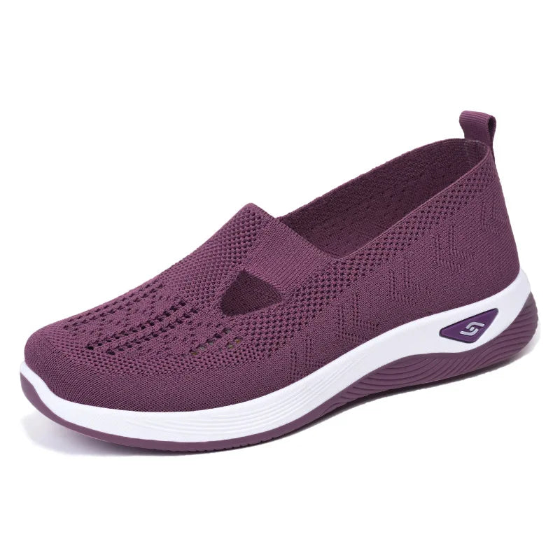 Women's Breathable Knit Sneakers Dark Purple