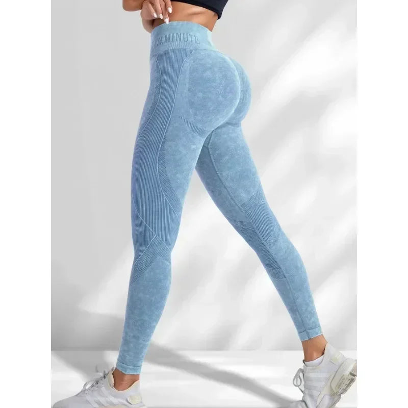 Women's High-Waisted Seamless Yoga Pants with Cool Lettering