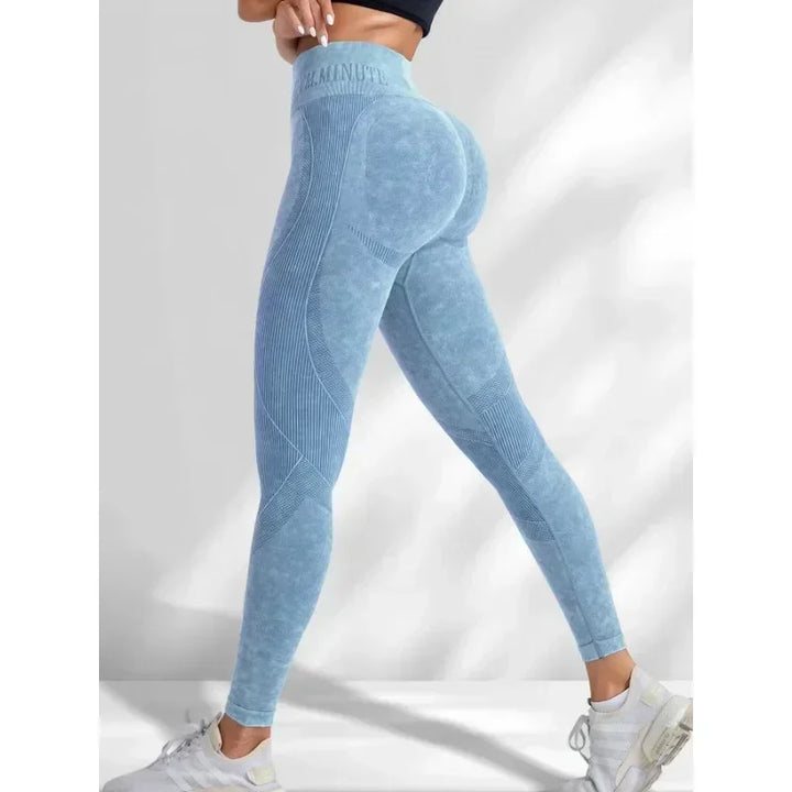 Women's High-Waisted Seamless Yoga Pants with Cool Lettering