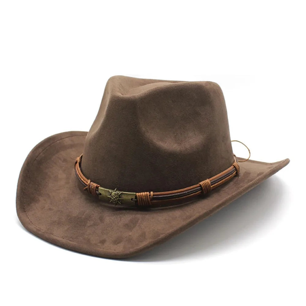 Western Cowboy Hat – Jazz Knight Felt Hat with Bull Décor-MODAUTLET