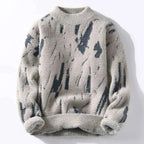 Abstract Pattern Knit Sweater - Cozy Winter Essential Beige