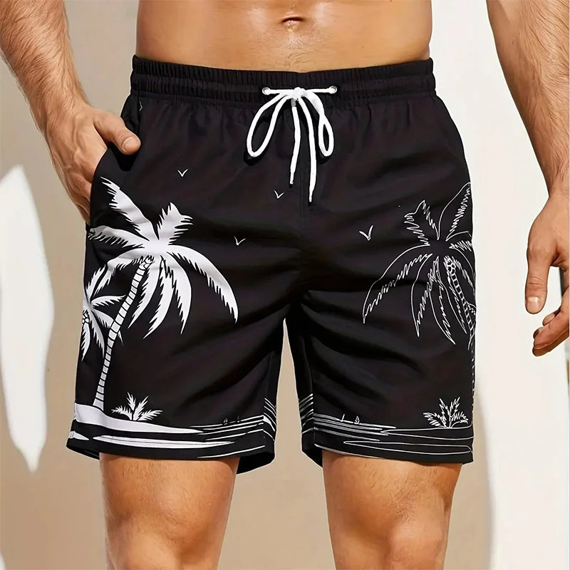 Men's 3D Coconut Tree Print Beach Shorts DK2024WF1539