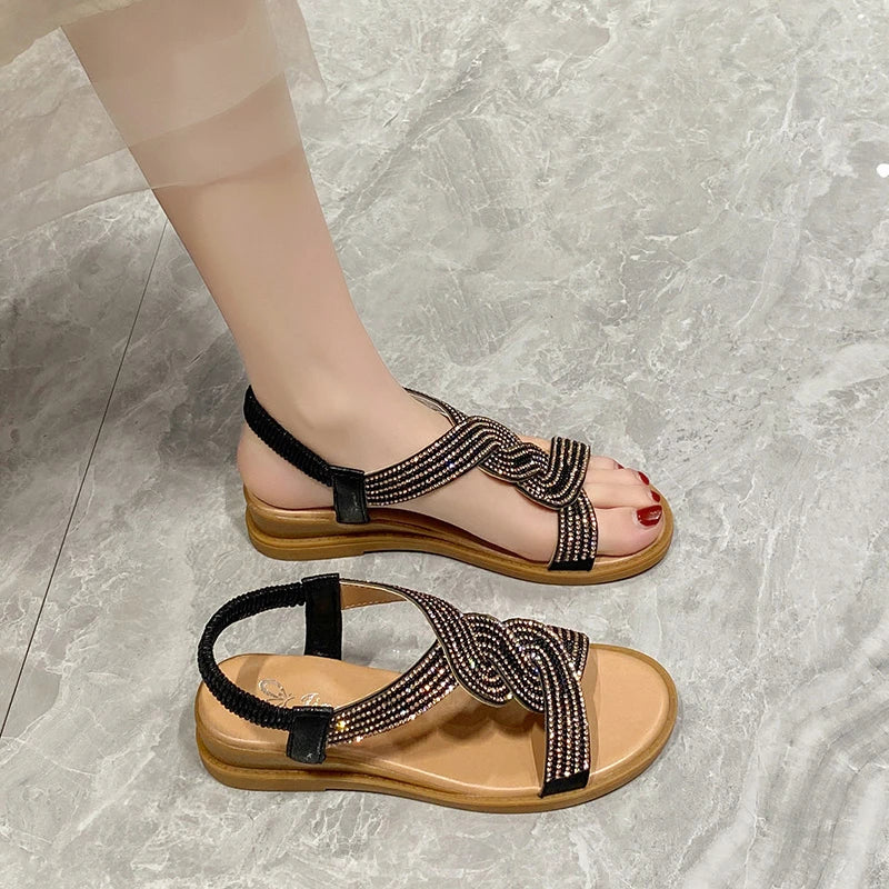 Women's Comfortable Leather Slip-On Flat Sandals
