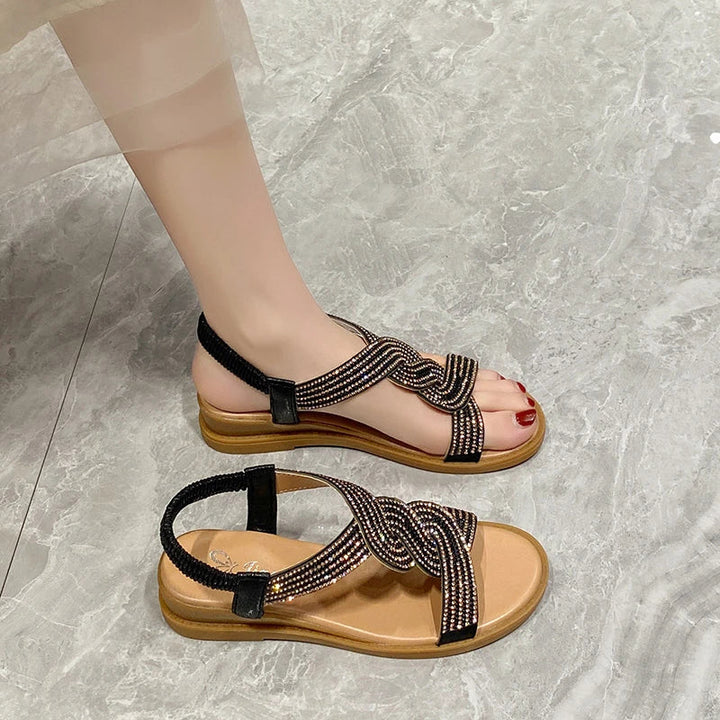 Women's Comfortable Leather Slip-On Flat Sandals-MODAUTLET