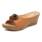 Women's Comfortable Leather Summer Sandals Brown